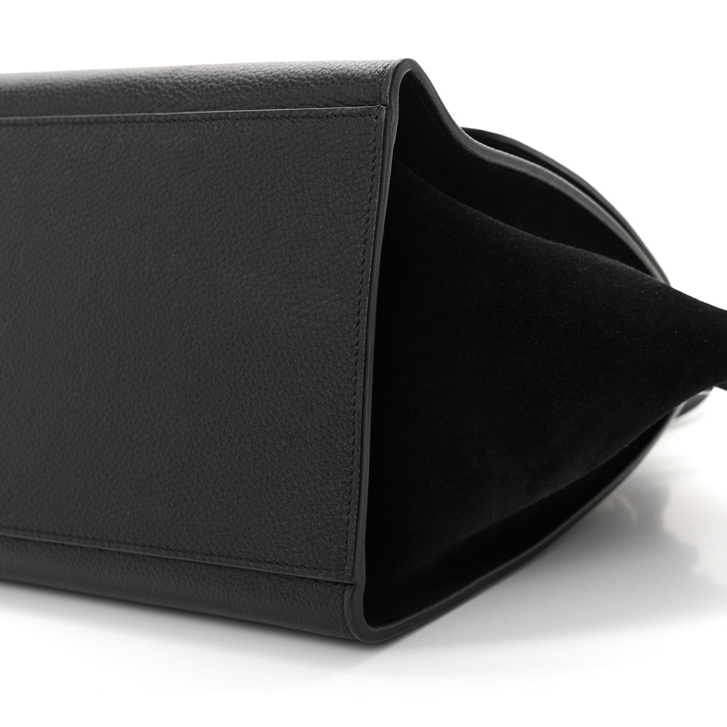 Drummed Calfskin Suede Small Trapeze Black