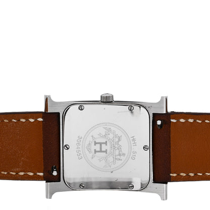 Hermes Stainless Steel Barenia 26mm Heure H Hour Quartz Watch Fauve 4 of 5
