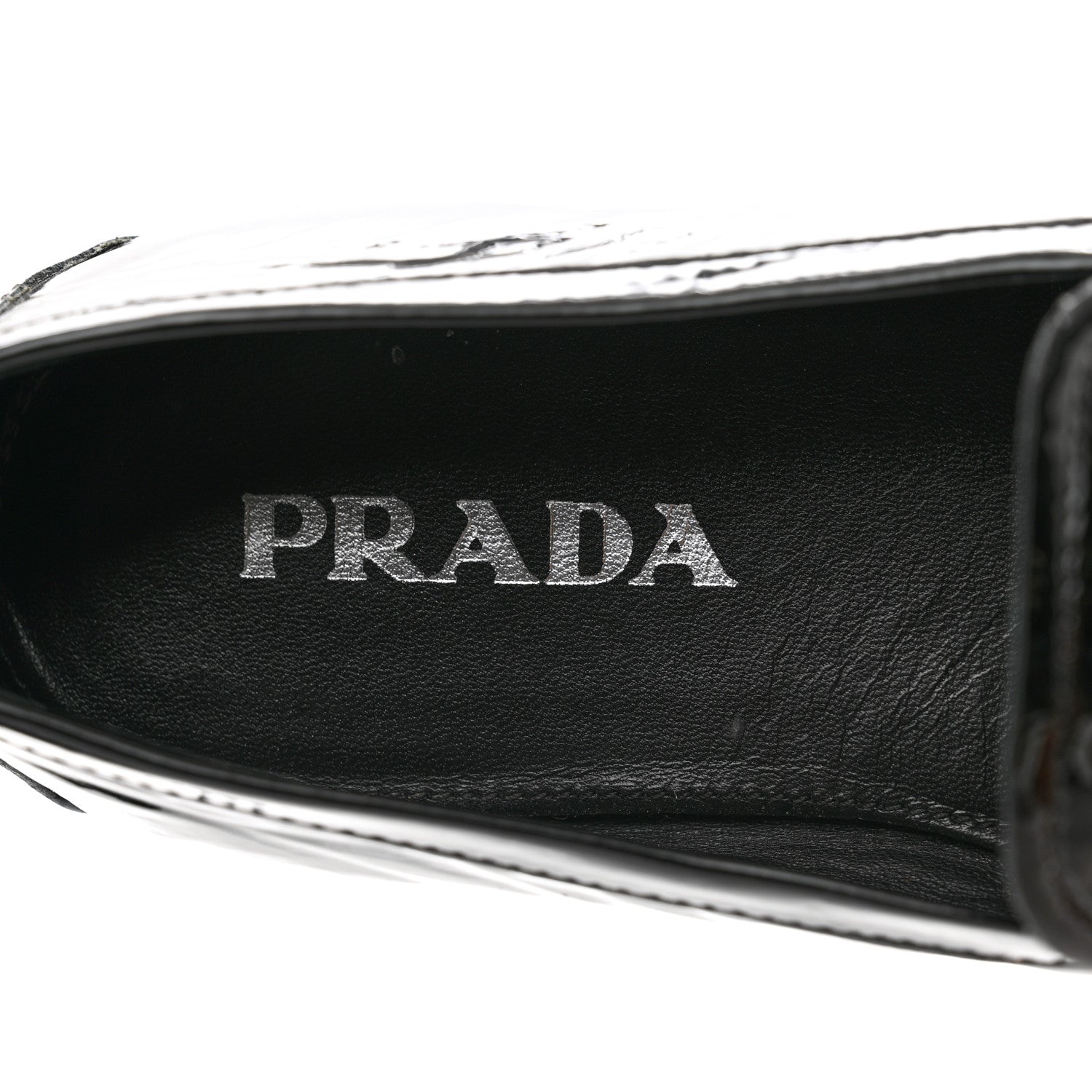 Prada Naplak Metal Triangle Logo Loafers 38 Black 7 of 9