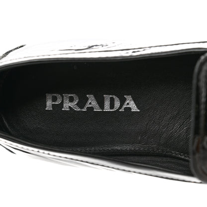Prada Naplak Metal Triangle Logo Loafers 38 Black 7 of 9