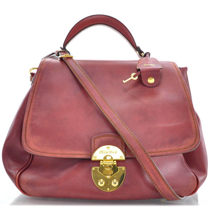 Miu Miu Leather Front Pocket Satchel Red 1 of 11