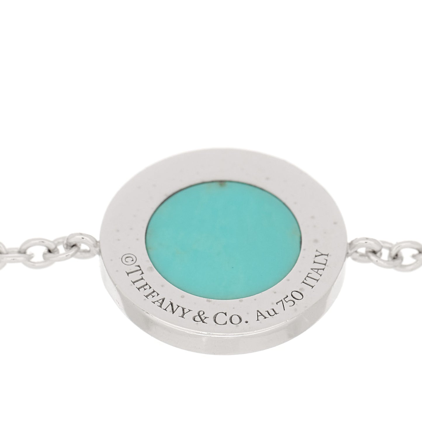 18K White Gold Diamond Turquoise T Circle Bracelet