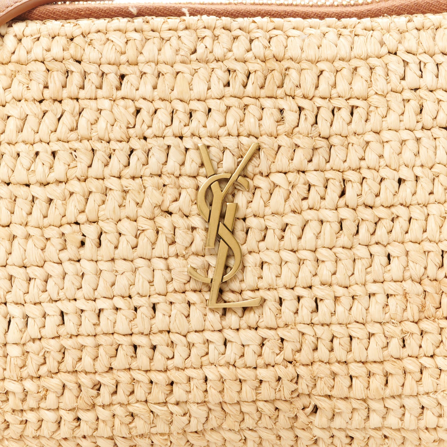Raffia Calfskin Gaby Crossbody Bag Natural Brick