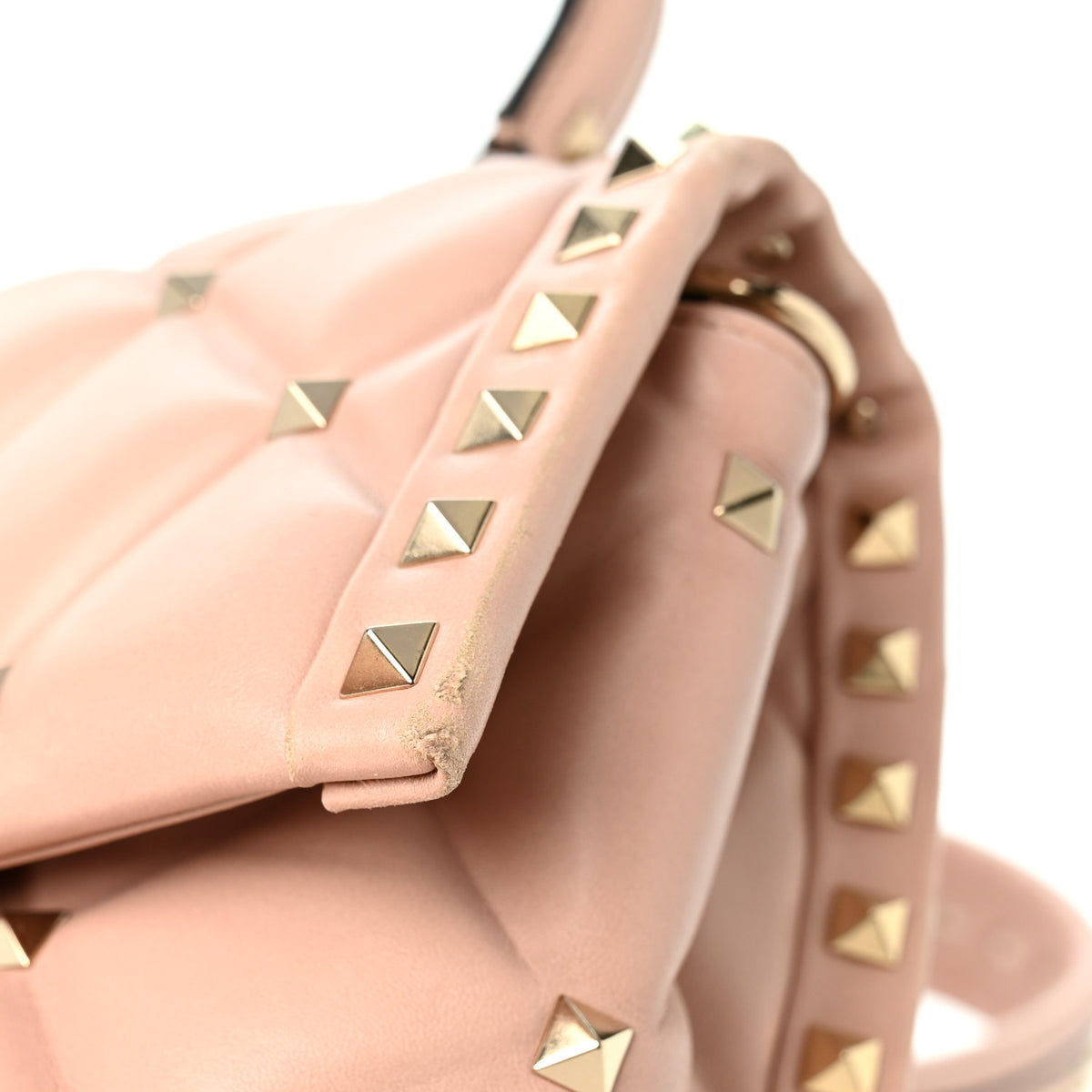 Nappa Medium Candystud Top Handle Bag Poudre