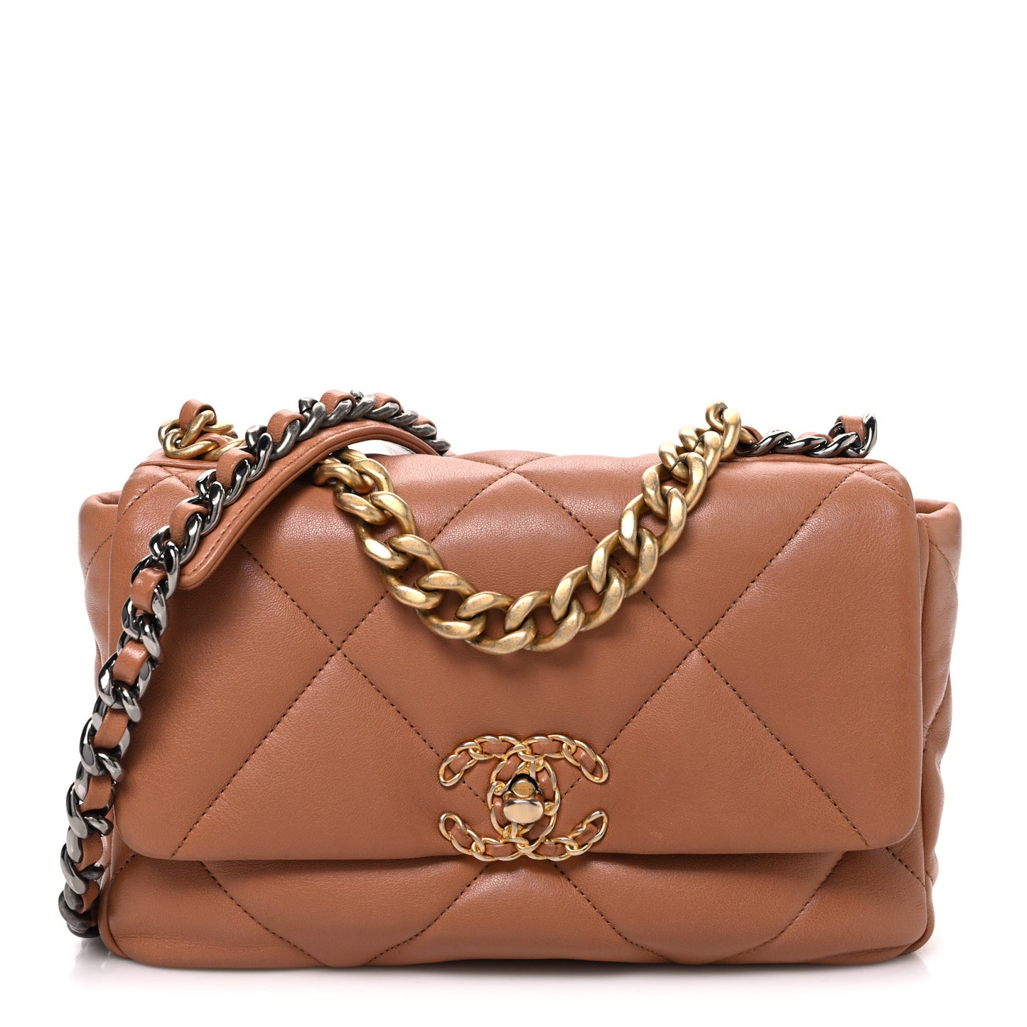 Lambskin Quilted Medium Chanel 19 Flap Brown