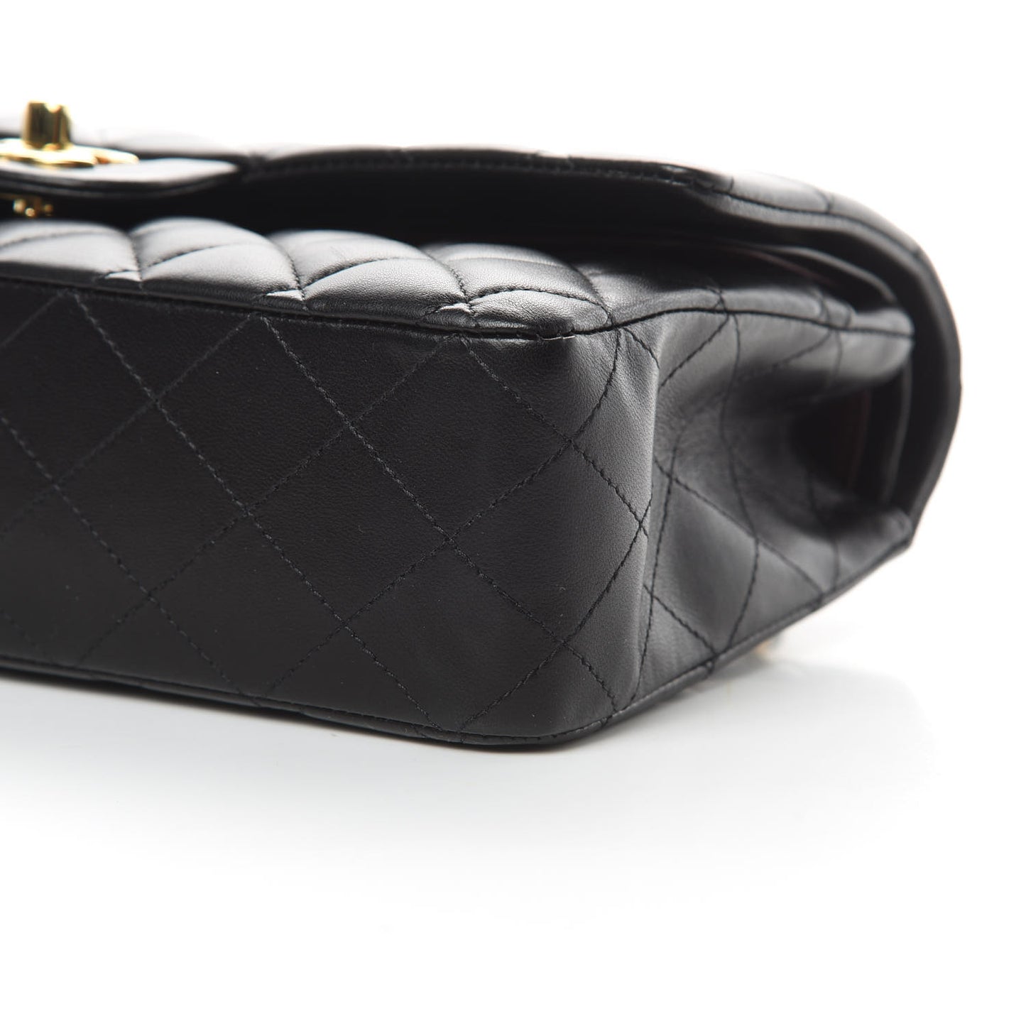 Lambskin Quilted Medium Double Flap Black