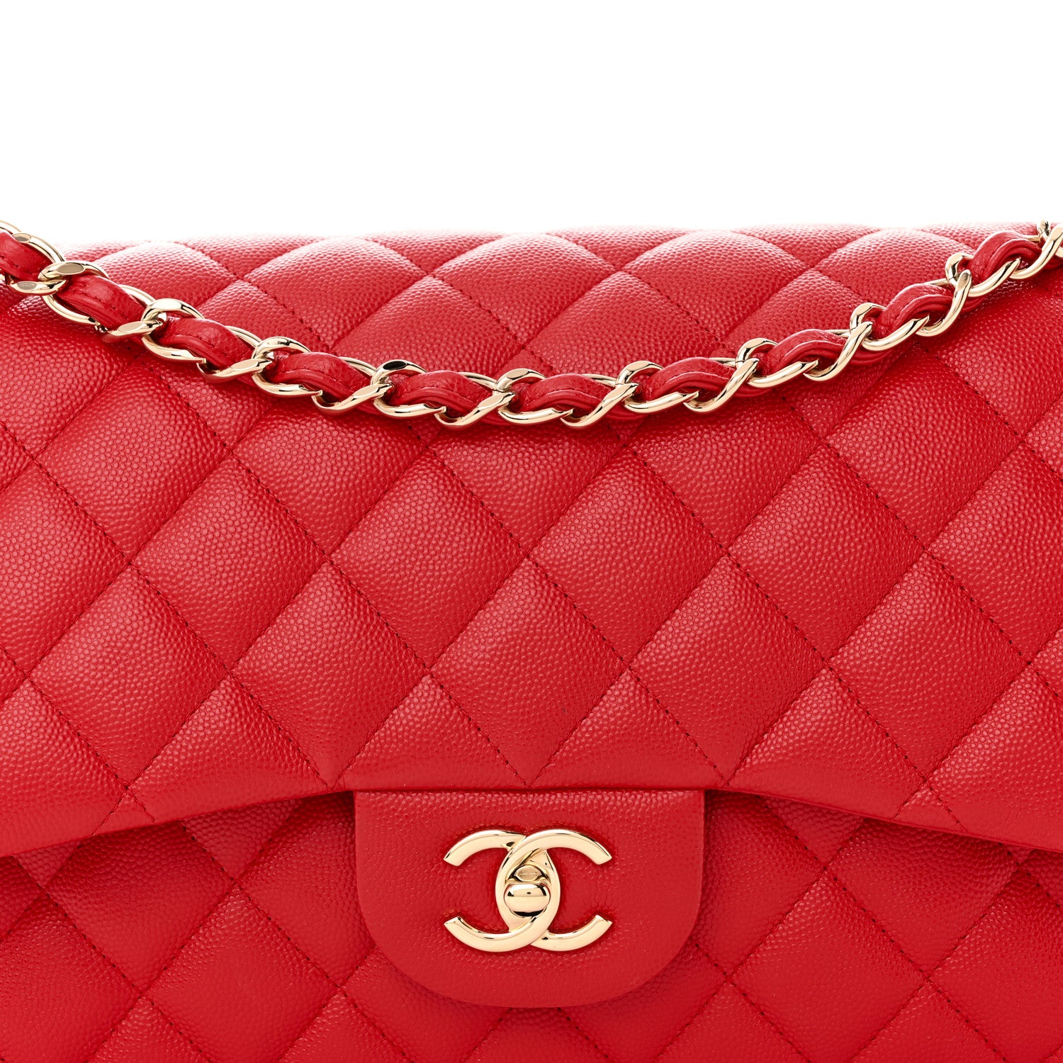 Chanel Caviar Quilted Jumbo Double Flap Red 8 of 10