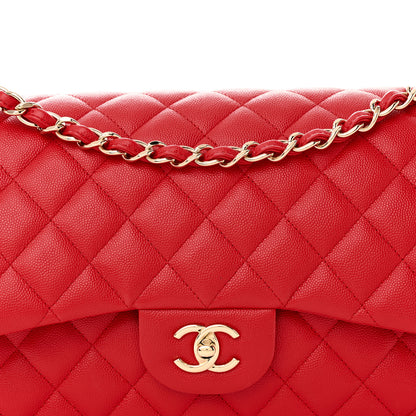 Chanel Caviar Quilted Jumbo Double Flap Red 8 of 10