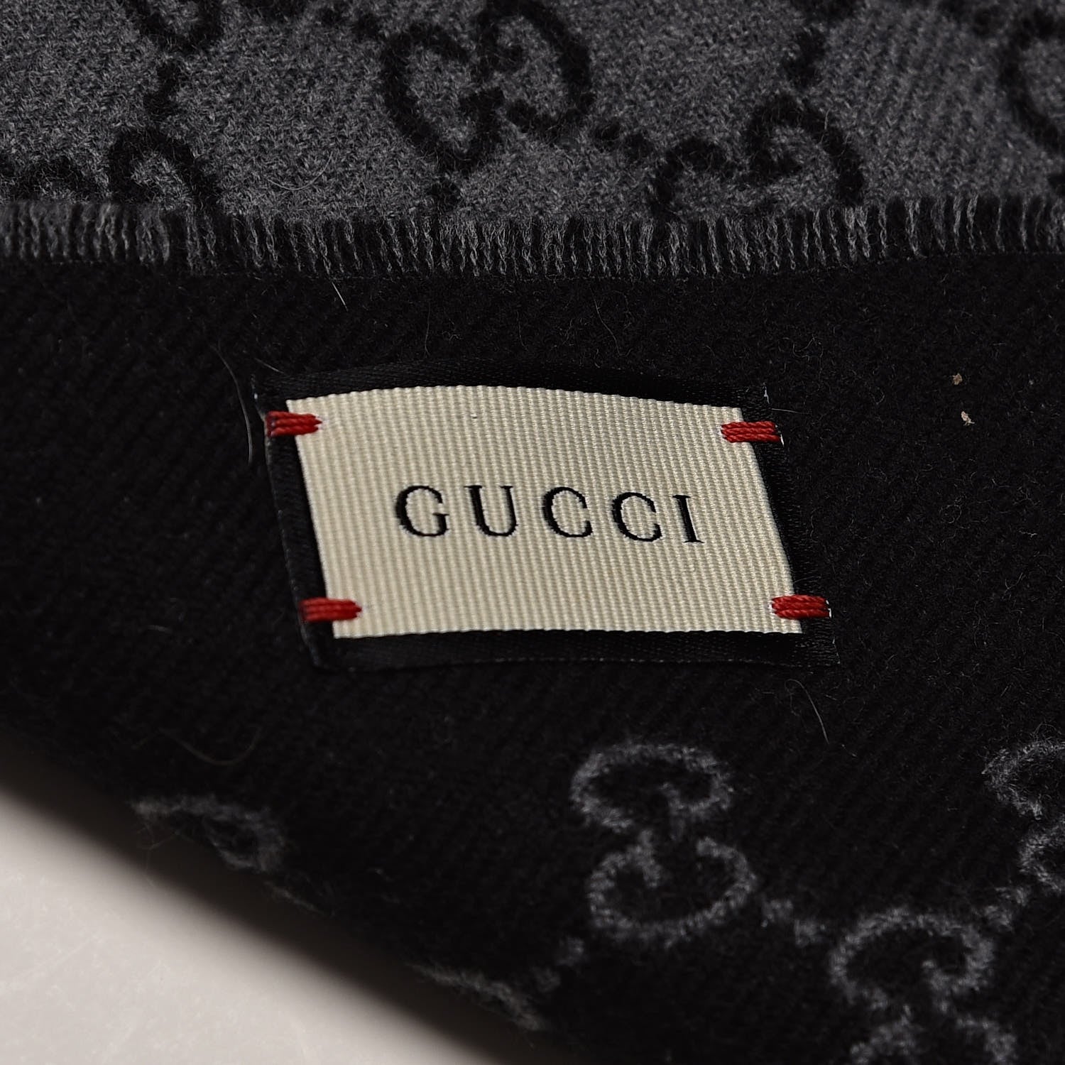 Gucci Wool Monogram Fringe Scarf Anthracite Black 5 of 5