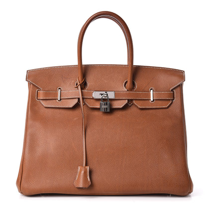 Hermes Natural Barenia Faubourg Birkin 35 Fauve 1 of 46
