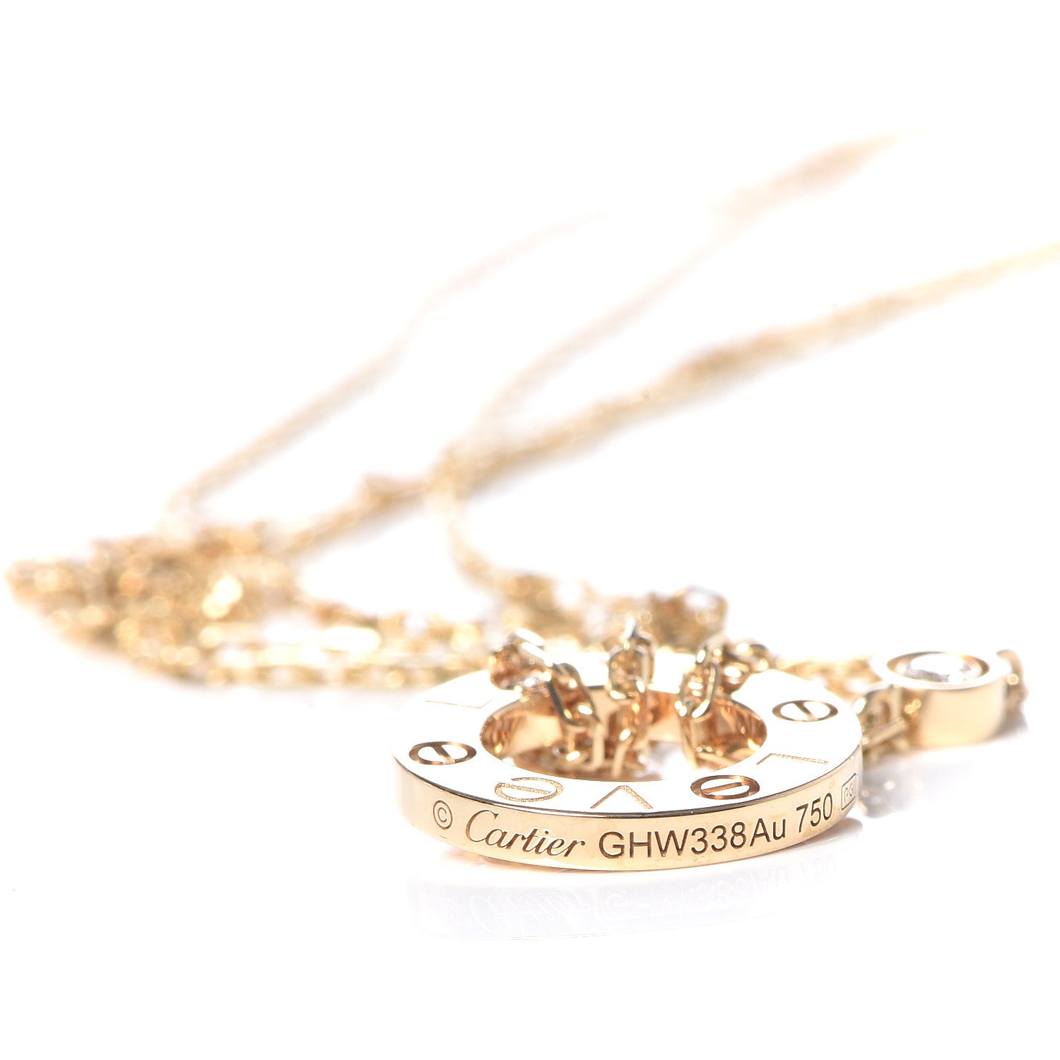 Cartier 18K Yellow Gold 2 Diamond LOVE Necklace 7 of 7