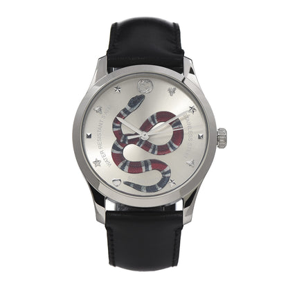 Gucci Stainless Steel Calfskin 38mm G-Timeless Snake Quartz Watch 1 of 8