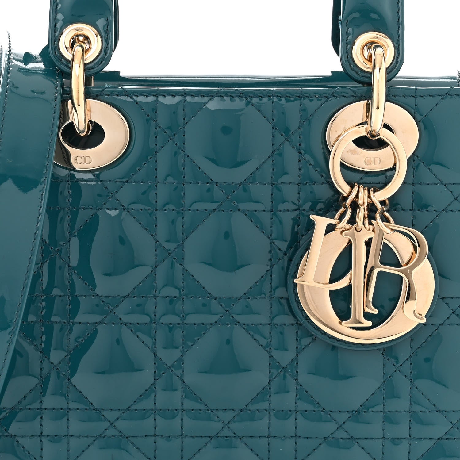 Christian Dior Patent Cannage Small Lady Dior Turquoise 8 of 10
