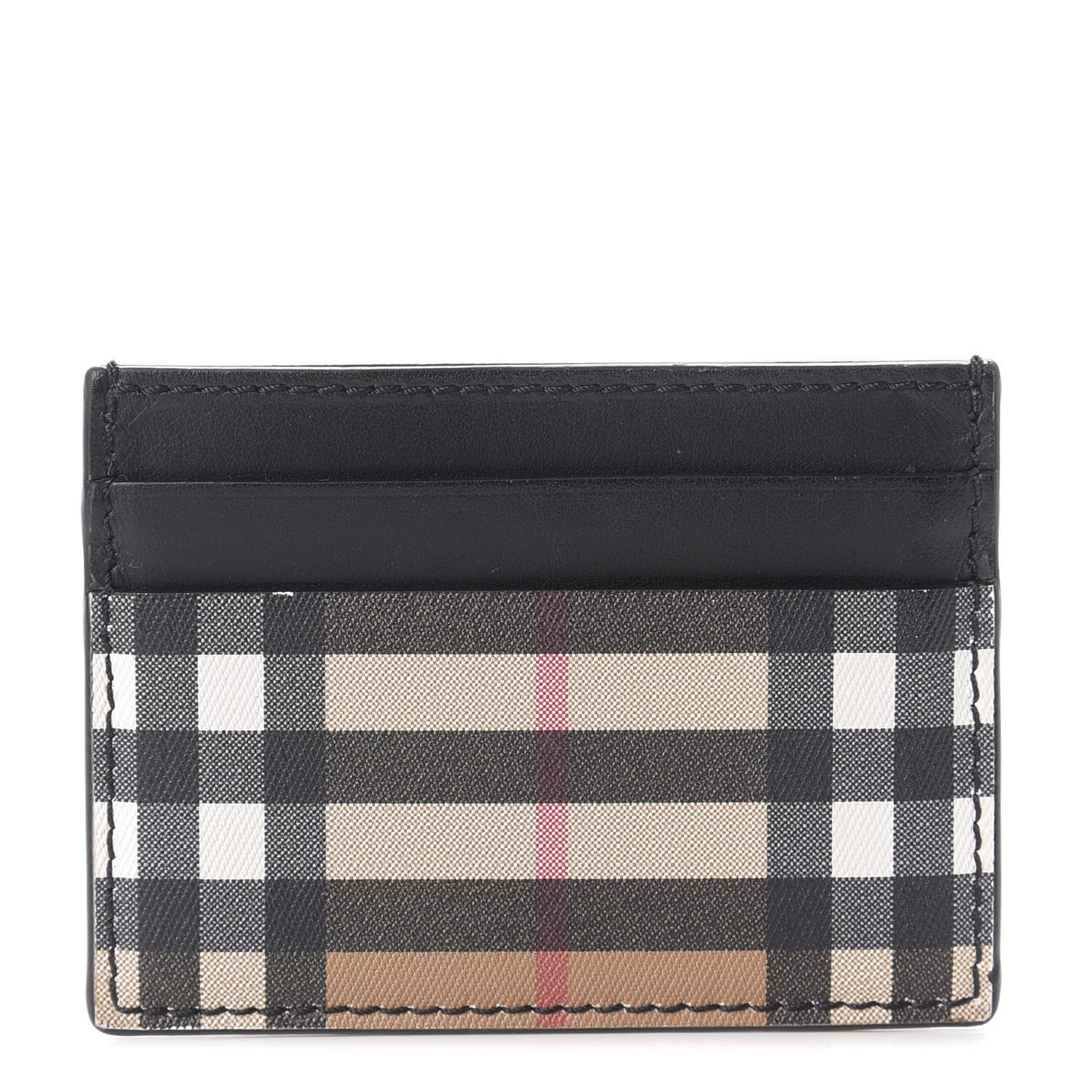 Smooth Calfskin Vintage Check Sandon Card Case Black