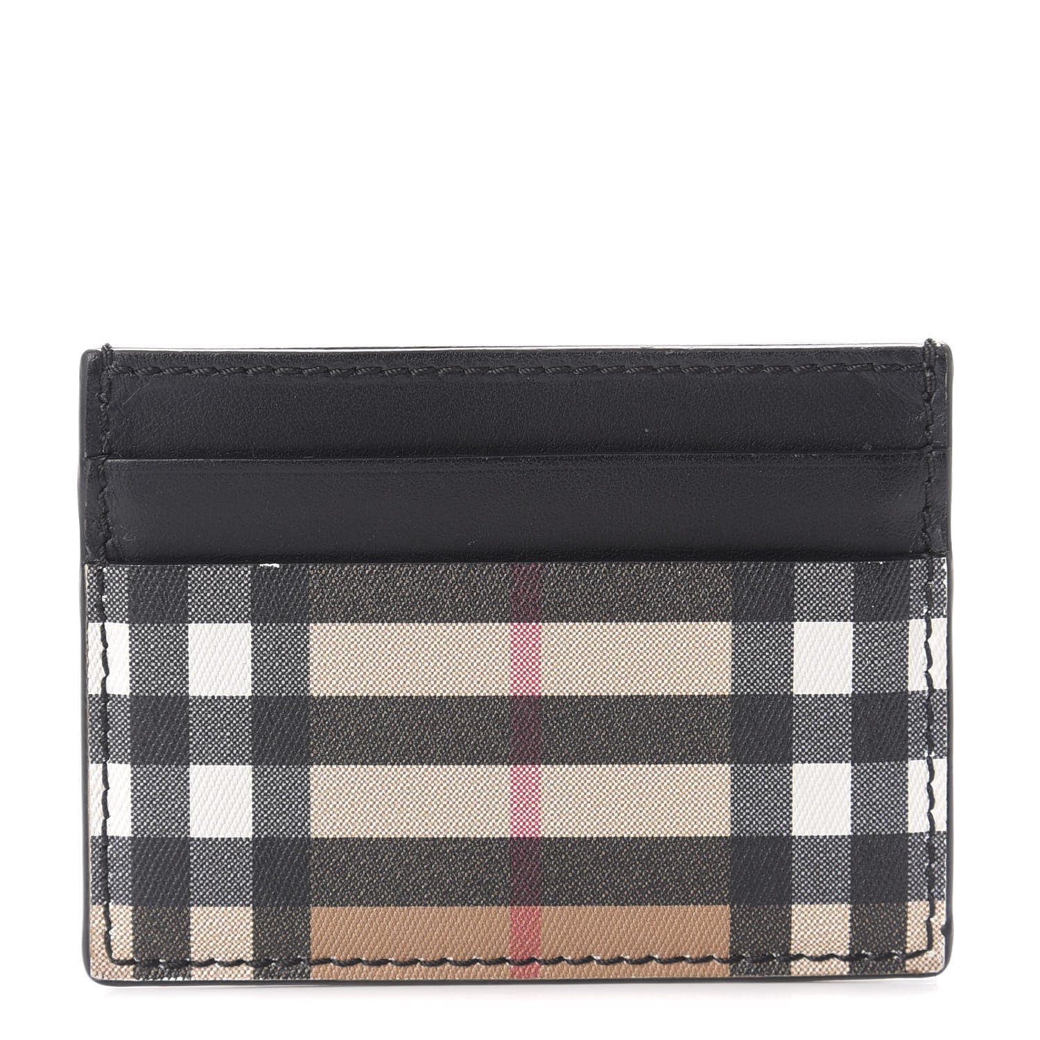 Burberry Smooth Calfskin Vintage Check Sandon Card Case Black 1 of 7