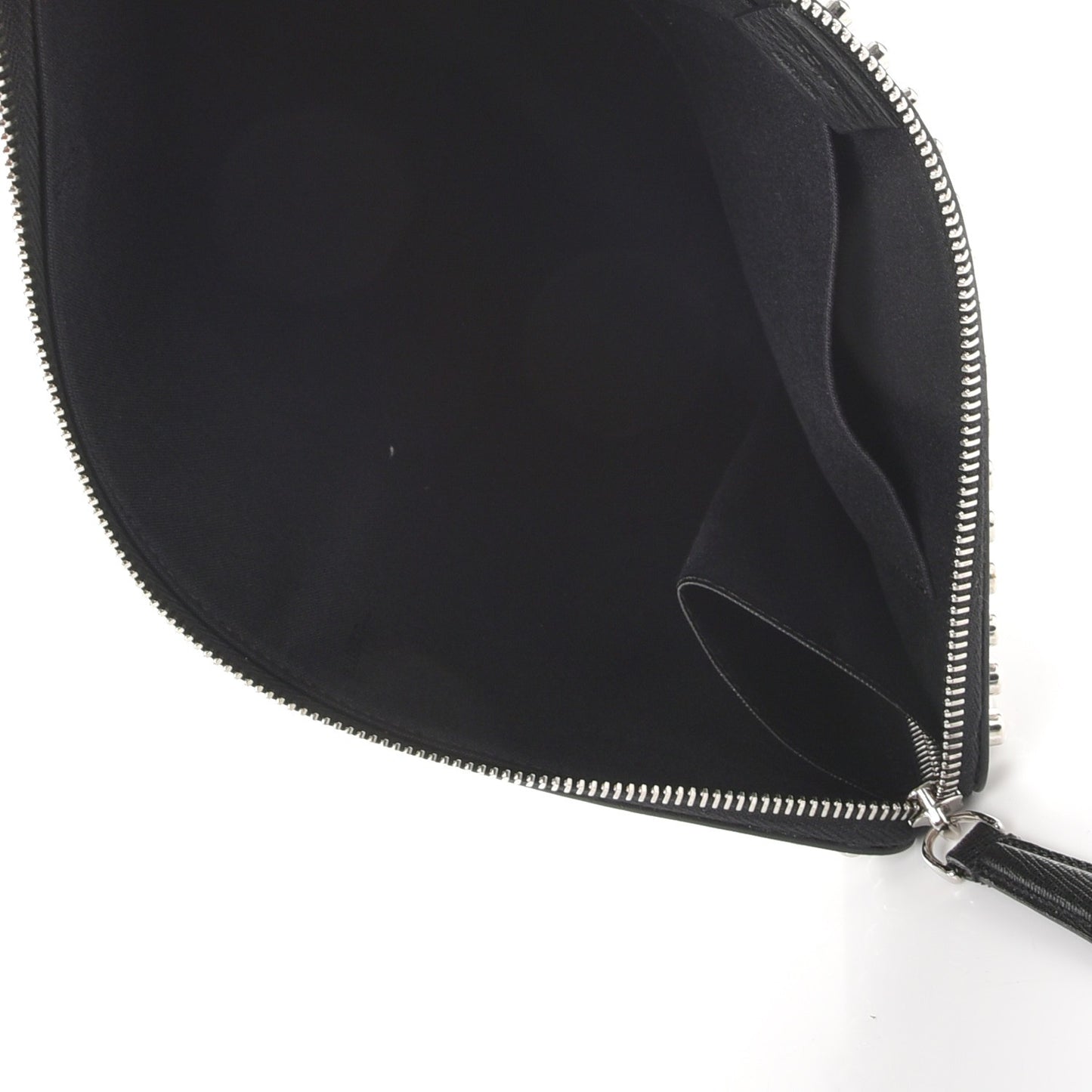 Vitello Elite Mink Fur Studded Karlito Zip Around Pouch Black