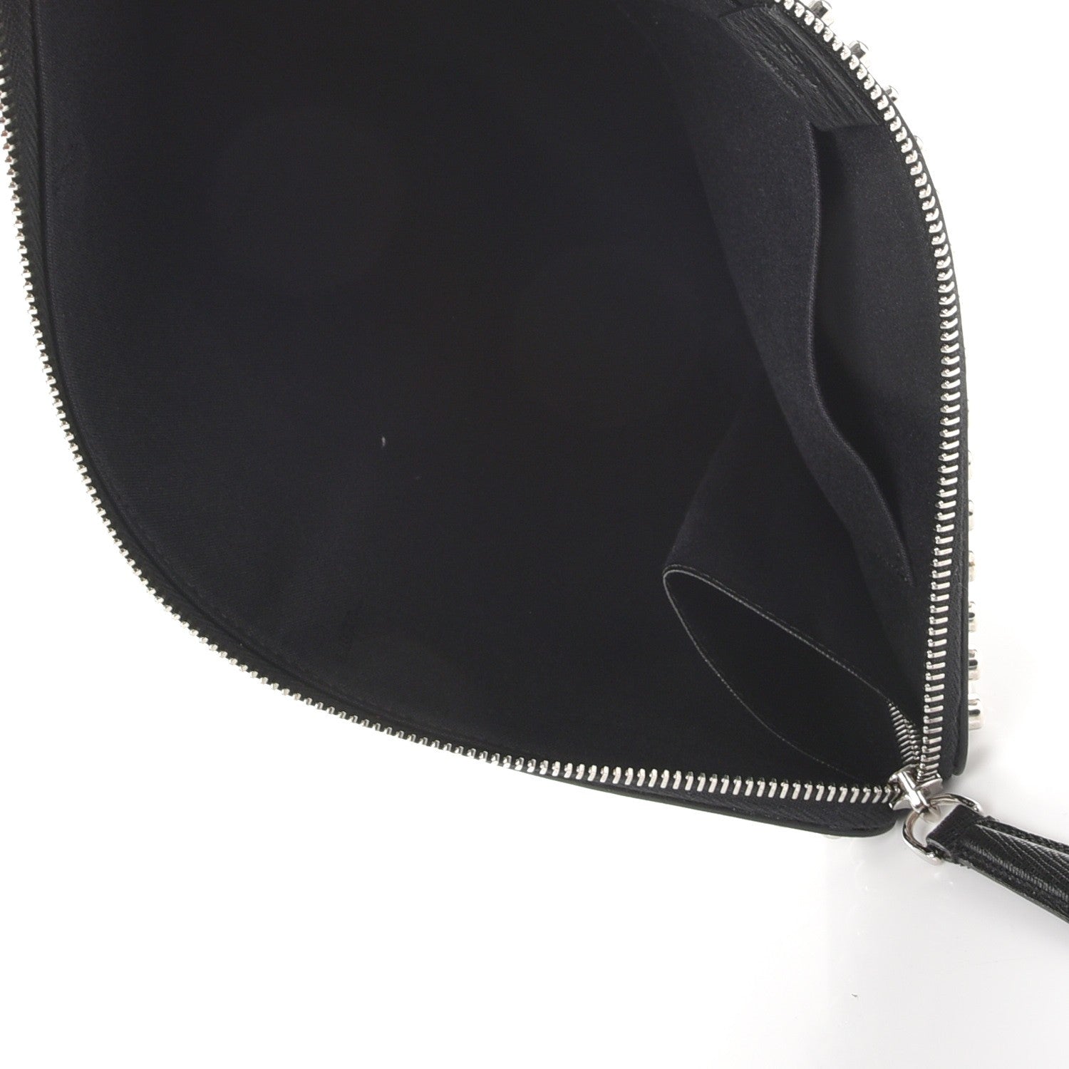Fendi Vitello Elite Mink Fur Studded Karlito Zip Around Pouch Black 5 of 7