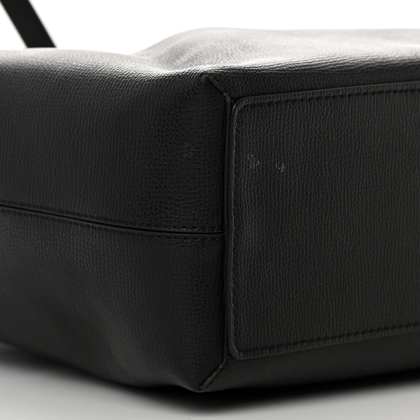 Grainy Calfskin Haymarket Check Medium Reversible Tote Black