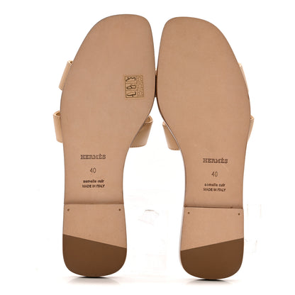 Hermes Calfskin Oran Sandals 40 Beige Albinos 6 of 10