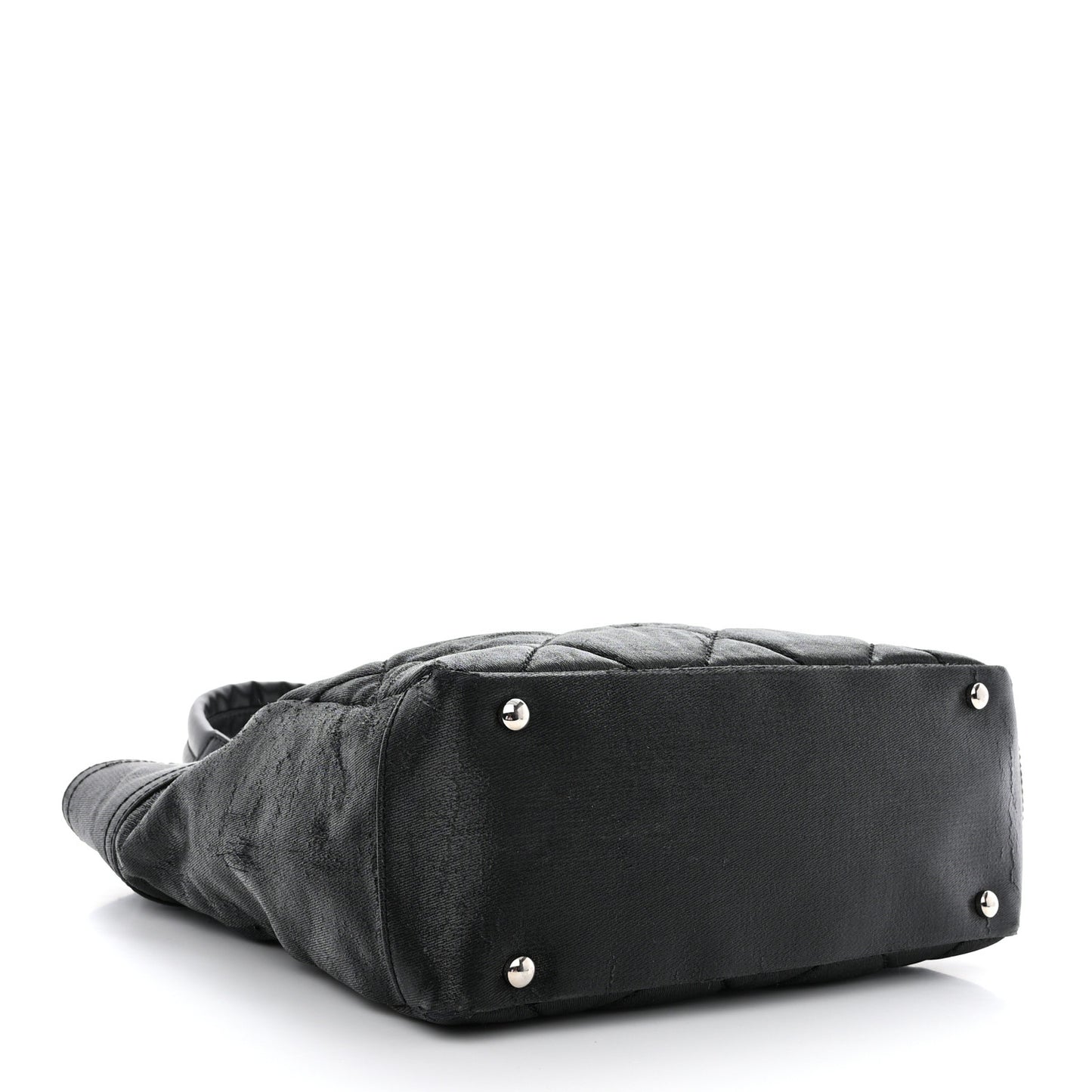 Metallic Coated Canvas Quilted Small Paris Biarritz Tote Black