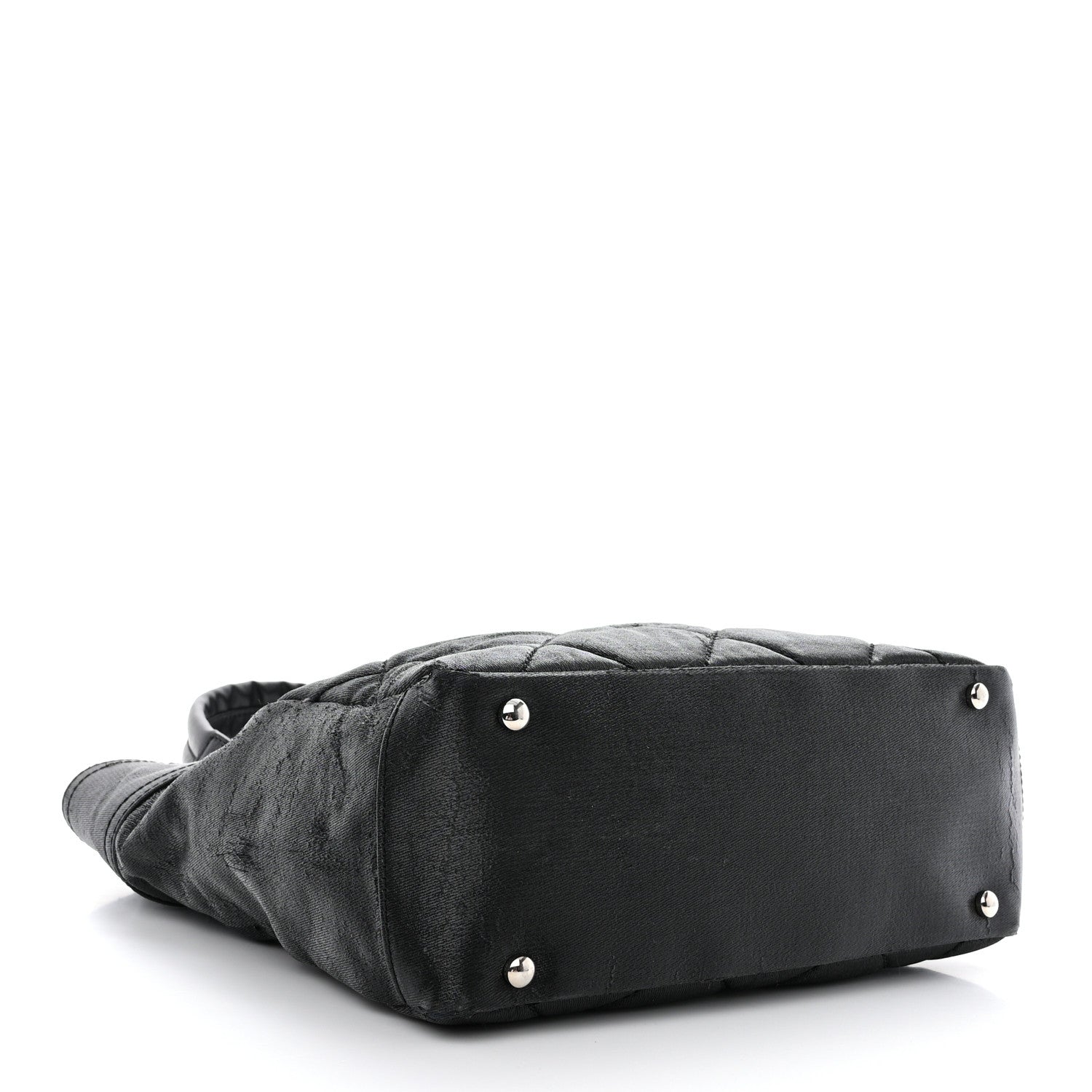 Chanel Metallic Coated Canvas Quilted Small Paris Biarritz Tote Black 4 of 10