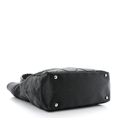 Chanel Metallic Coated Canvas Quilted Small Paris Biarritz Tote Black 4 of 10