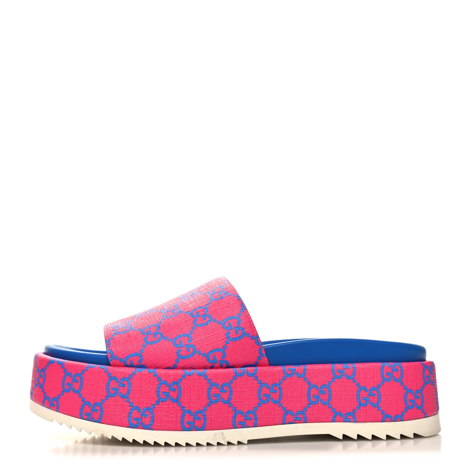 Gucci GG Supreme Joy Monogram Angelina Platform Slide Sandals 39.5 Fuxia Blue 1 of 8