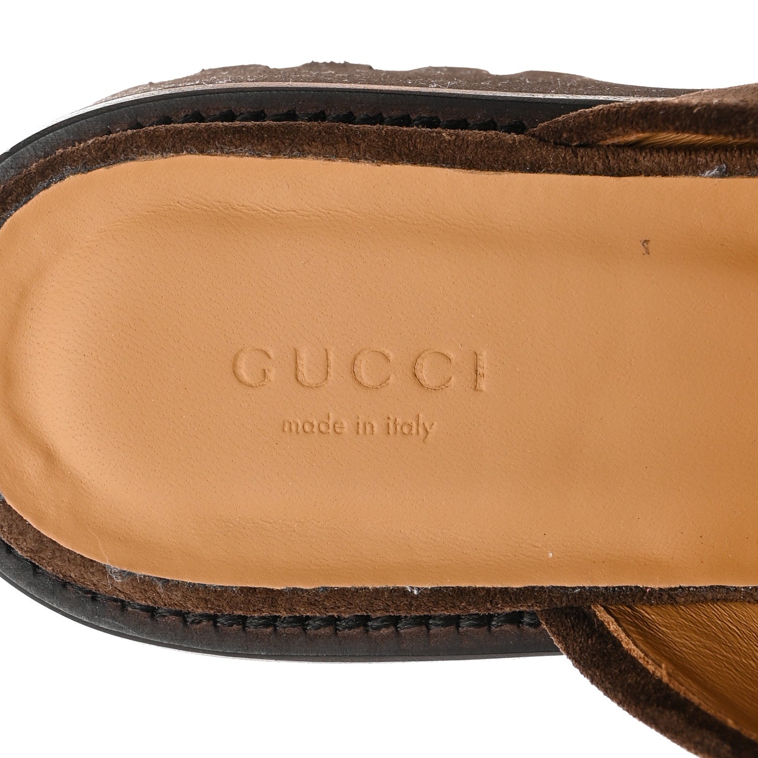 Gucci Suede Horsebit Platform Mules 38.5 Washed Brown 6 of 9