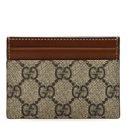 Gucci GG Supreme Monogram Calfskin Card Holder Beige Ebony Cuir 1 of 6