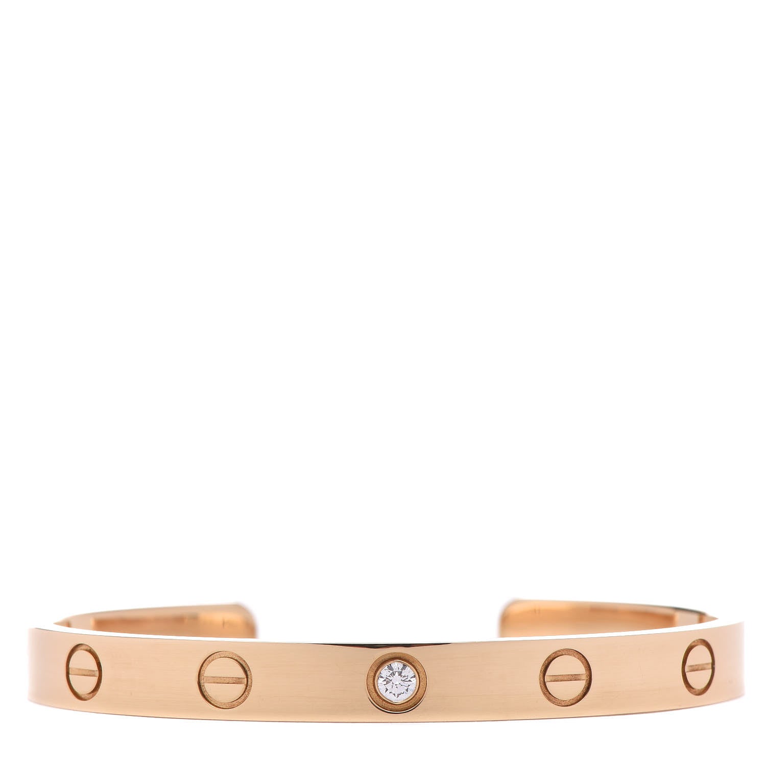 Cartier 18K Yellow Gold 1 Diamond LOVE Cuff Bracelet 16 1 of 4
