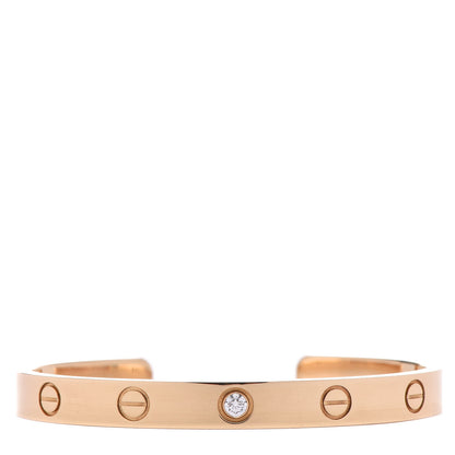 Cartier 18K Yellow Gold 1 Diamond LOVE Cuff Bracelet 16 1 of 4