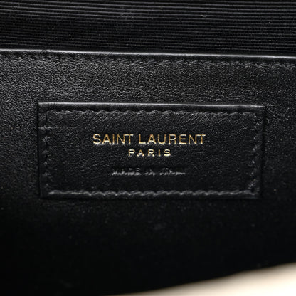 Saint Laurent Grain De Poudre Textured Mixed Matelasse Medium Triquilt Monogram Satchel White 6 of 12