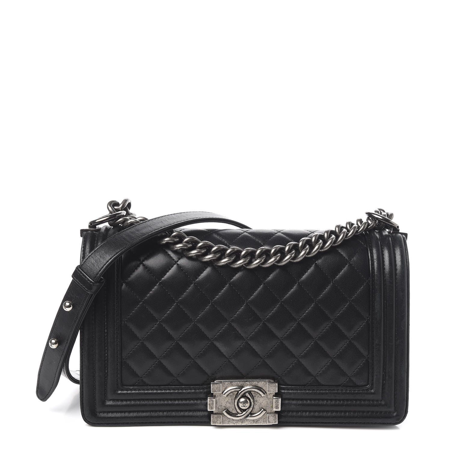 Chanel Lambskin Quilted Medium Boy Flap Black 1 of 12