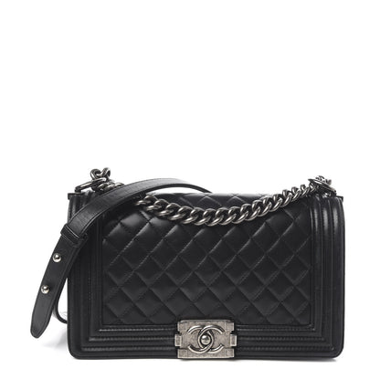 Chanel Lambskin Quilted Medium Boy Flap Black 1 of 12