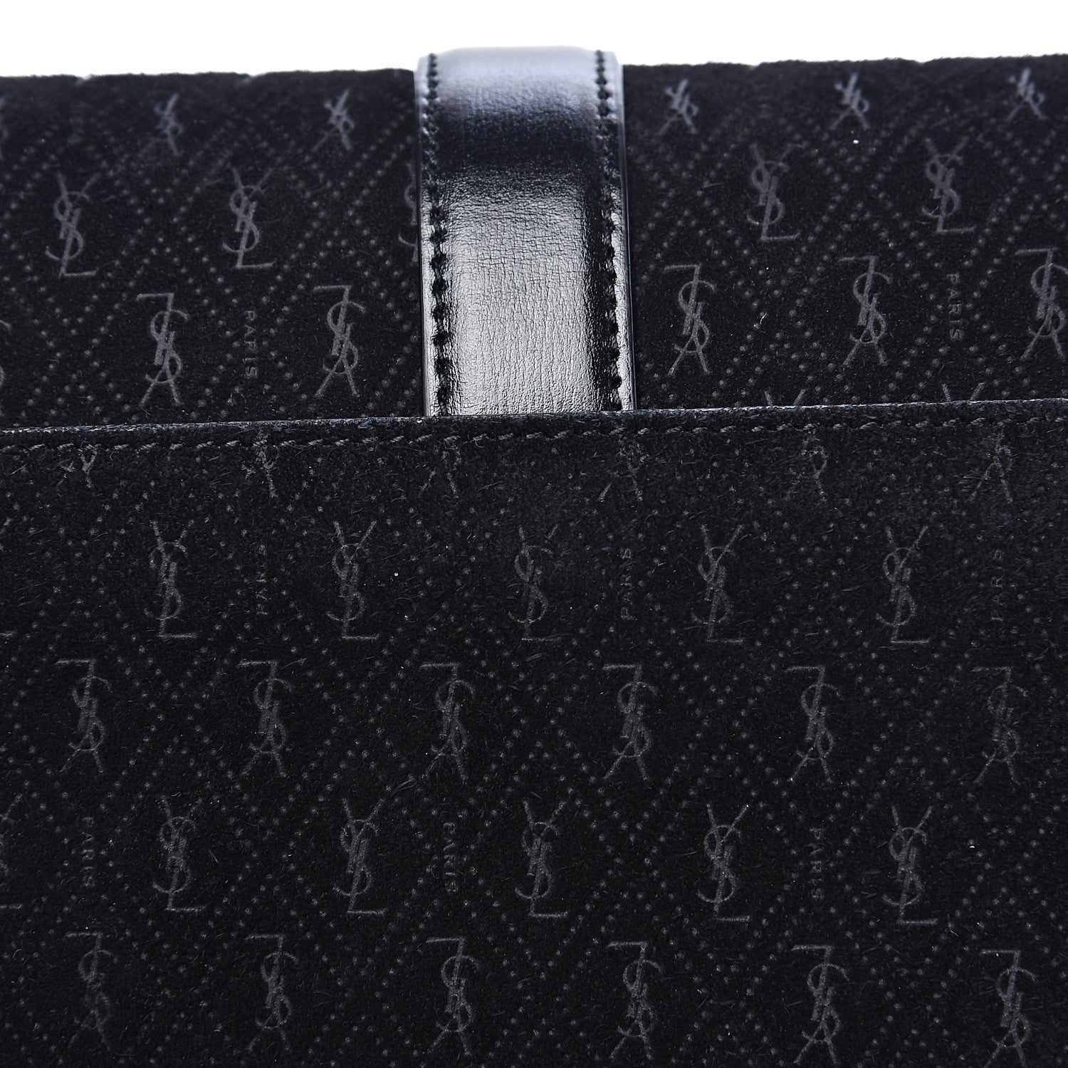 Saint Laurent Suede All-Over Monogram Small Le Monogramme Satchel Black 9 of 10