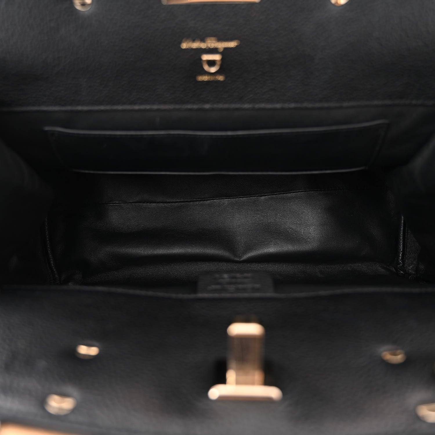 Salvatore Ferragamo Calfskin Large Studio Bag Dune Bone Black 4 of 9