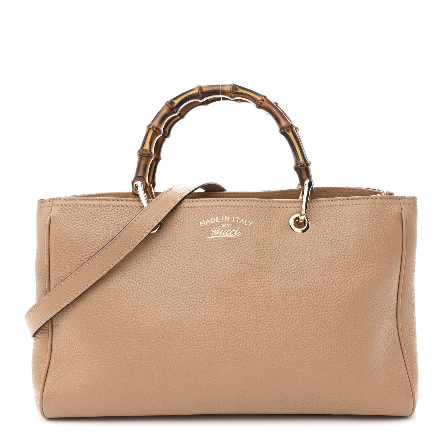 Gucci Pebbled Calfskin Medium Bamboo Shopper Tote Camelia 1 of 13