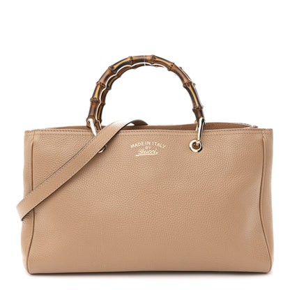 Gucci Pebbled Calfskin Medium Bamboo Shopper Tote Camelia 1 of 13