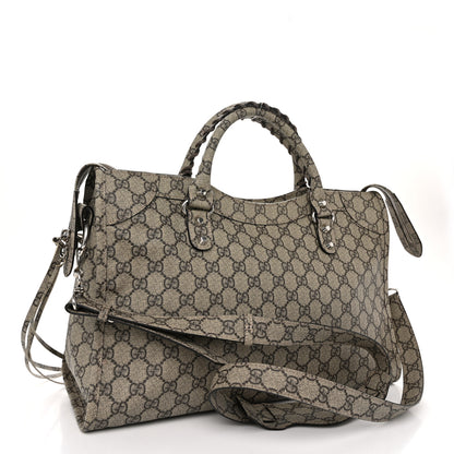 Balenciaga X GUCCI GG Supreme Monogram Neo Classic Silver Hardware City Beige Ebony 4 of 11