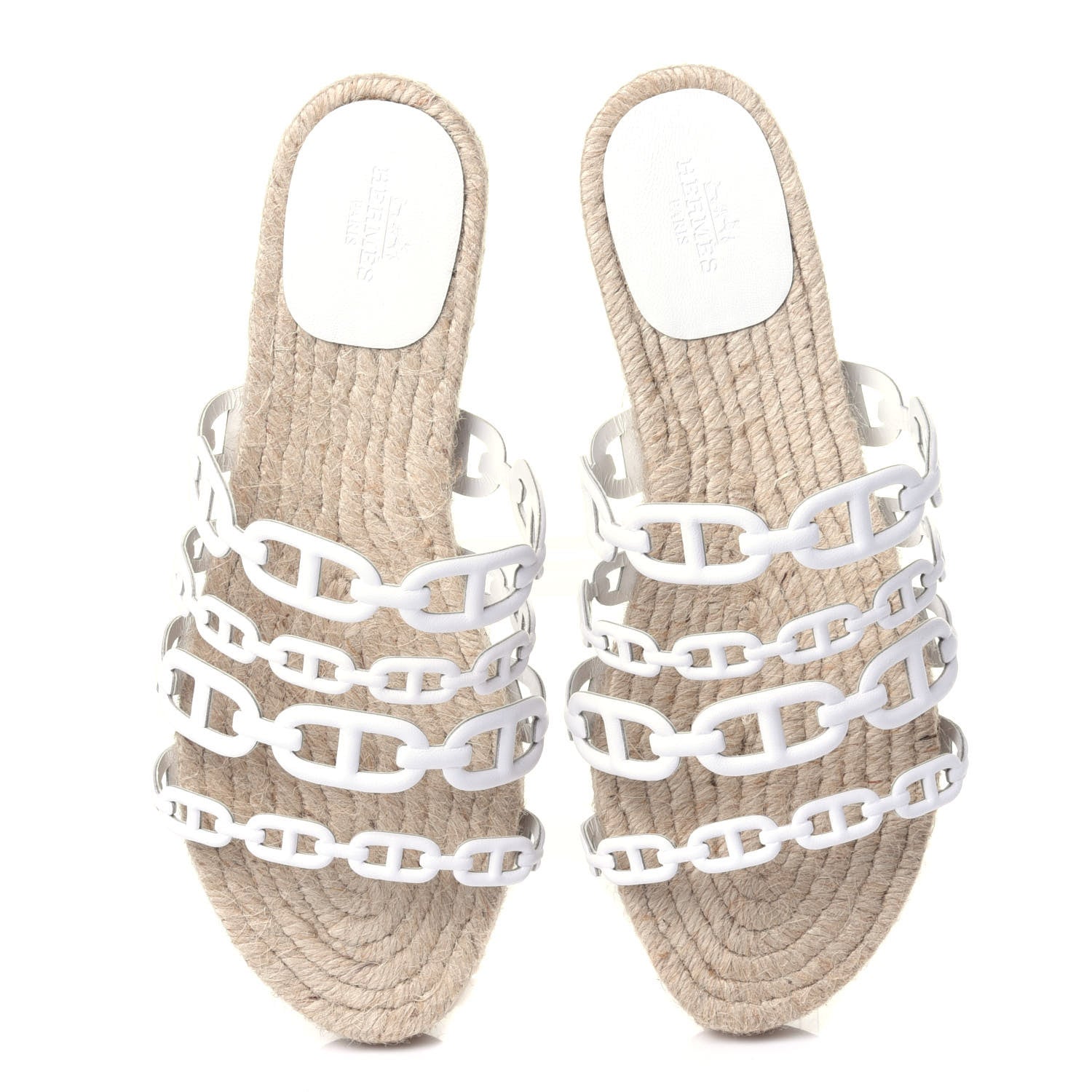 Hermes Nappa Ancone Espadrille Sandals 37 White Naturel 6 of 13