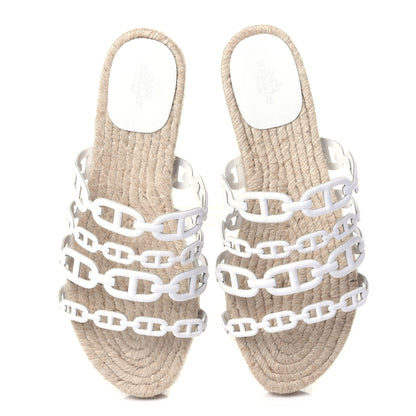 Hermes Nappa Ancone Espadrille Sandals 37 White Naturel 6 of 13