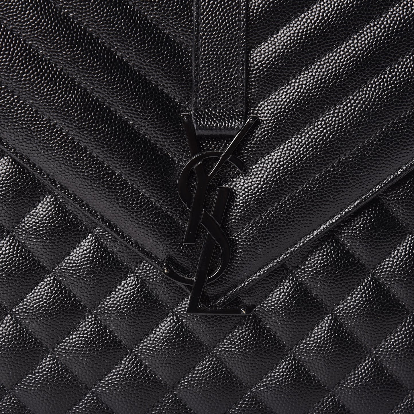 Grain De Poudre Textured Mixed Matelasse Large Triquilt Monogram Monochrome Satchel Black