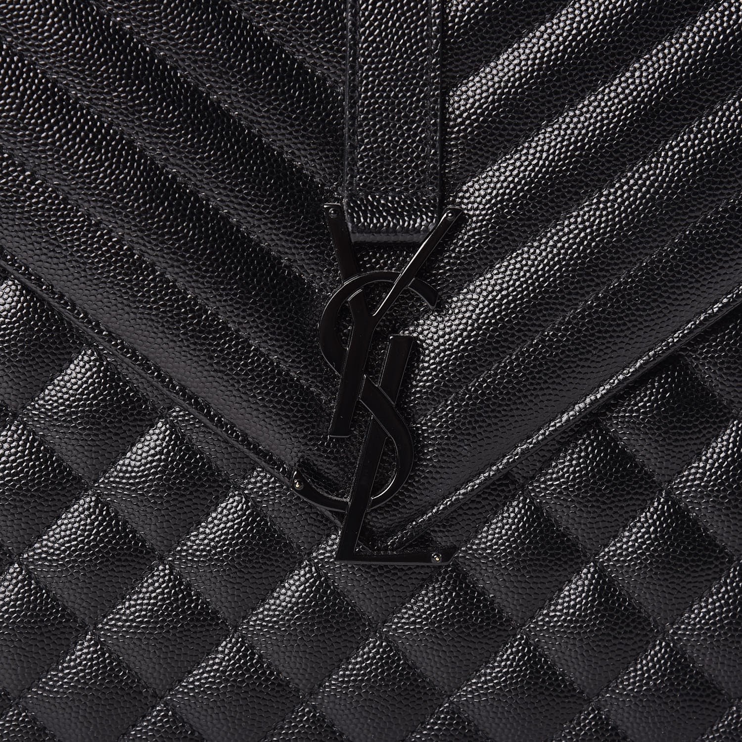Saint Laurent Grain De Poudre Textured Mixed Matelasse Large Triquilt Monogram Monochrome Satchel Black 10 of 11
