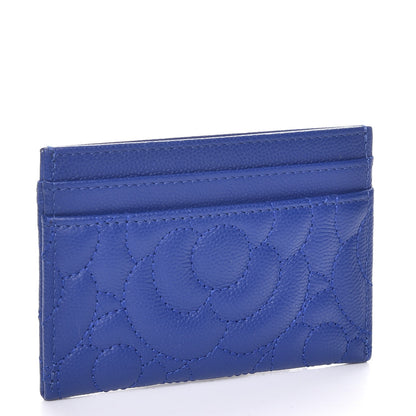 Chanel Caviar Camellia Quilted Card Holder Blue 3 of 9