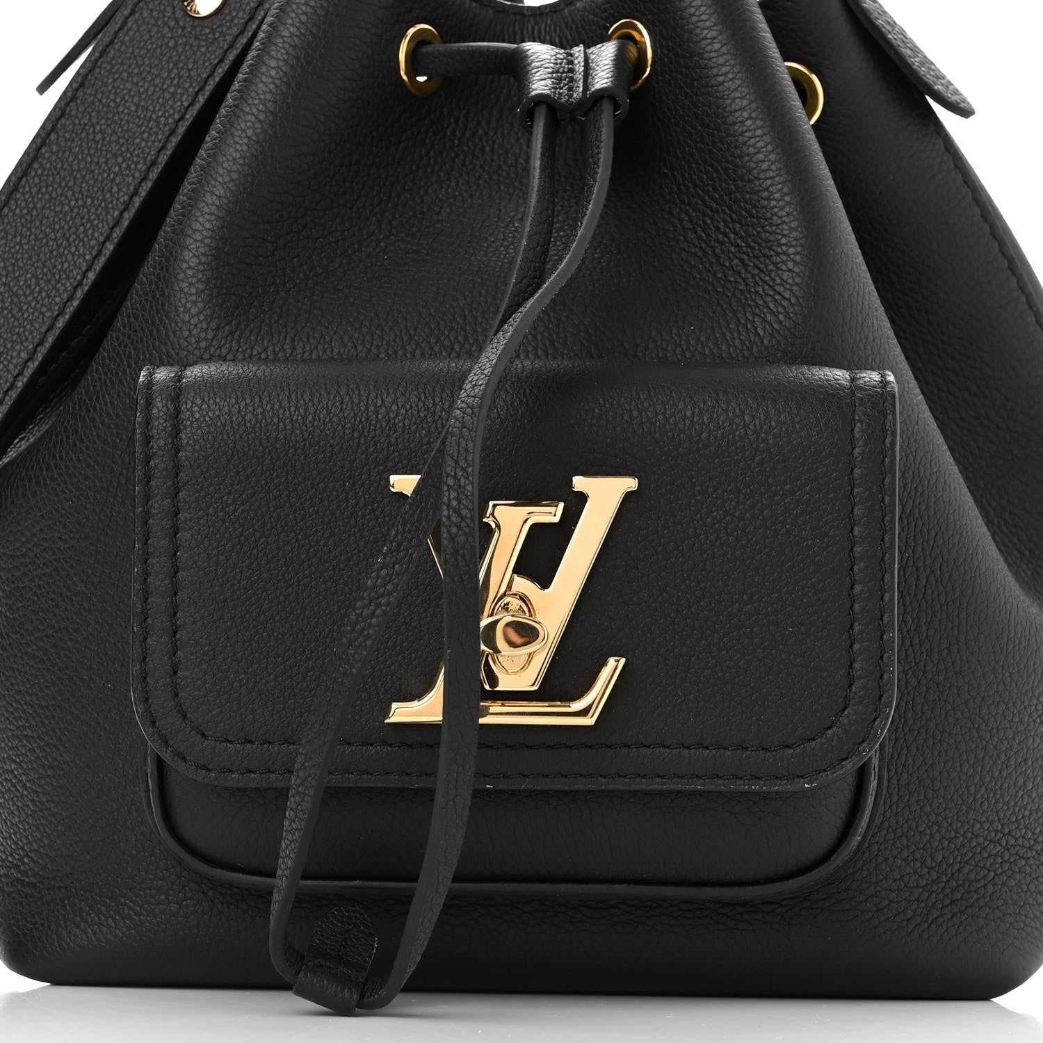 Louis Vuitton Calfskin Lockme Bucket MM Black 7 of 10