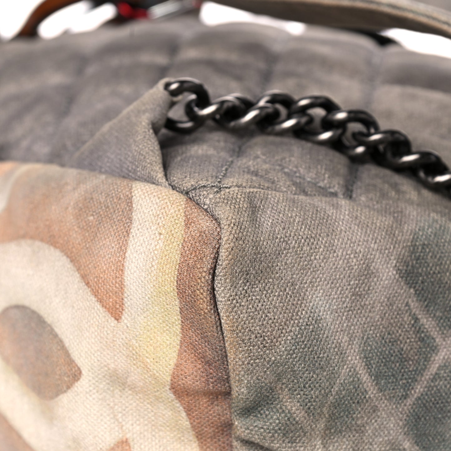 Graffiti Printed Canvas Medium Backpack Grey