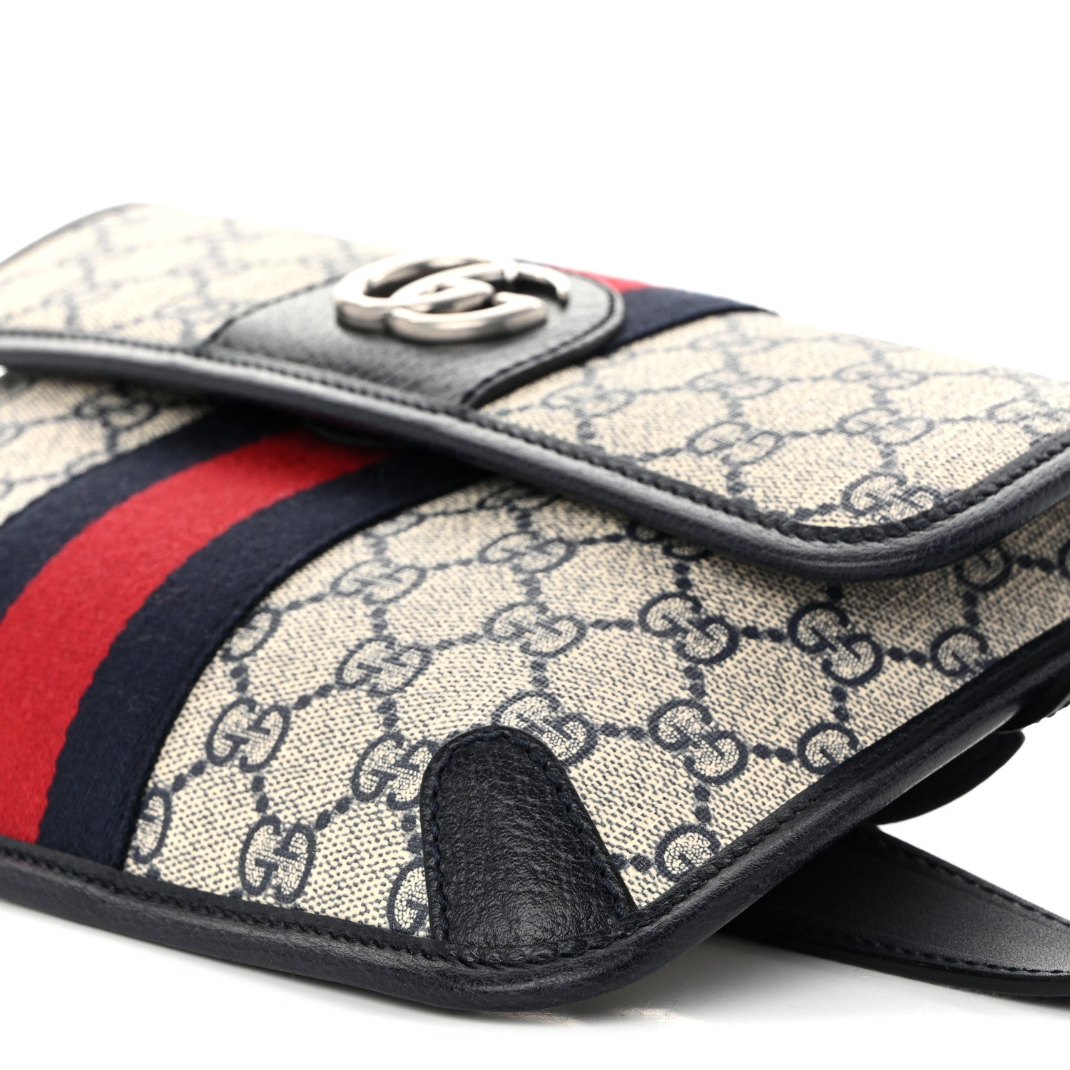 Gucci GG Supreme Monogram Web Small Ophidia Belt Bag 90 36 Beige Navy 11 of 11