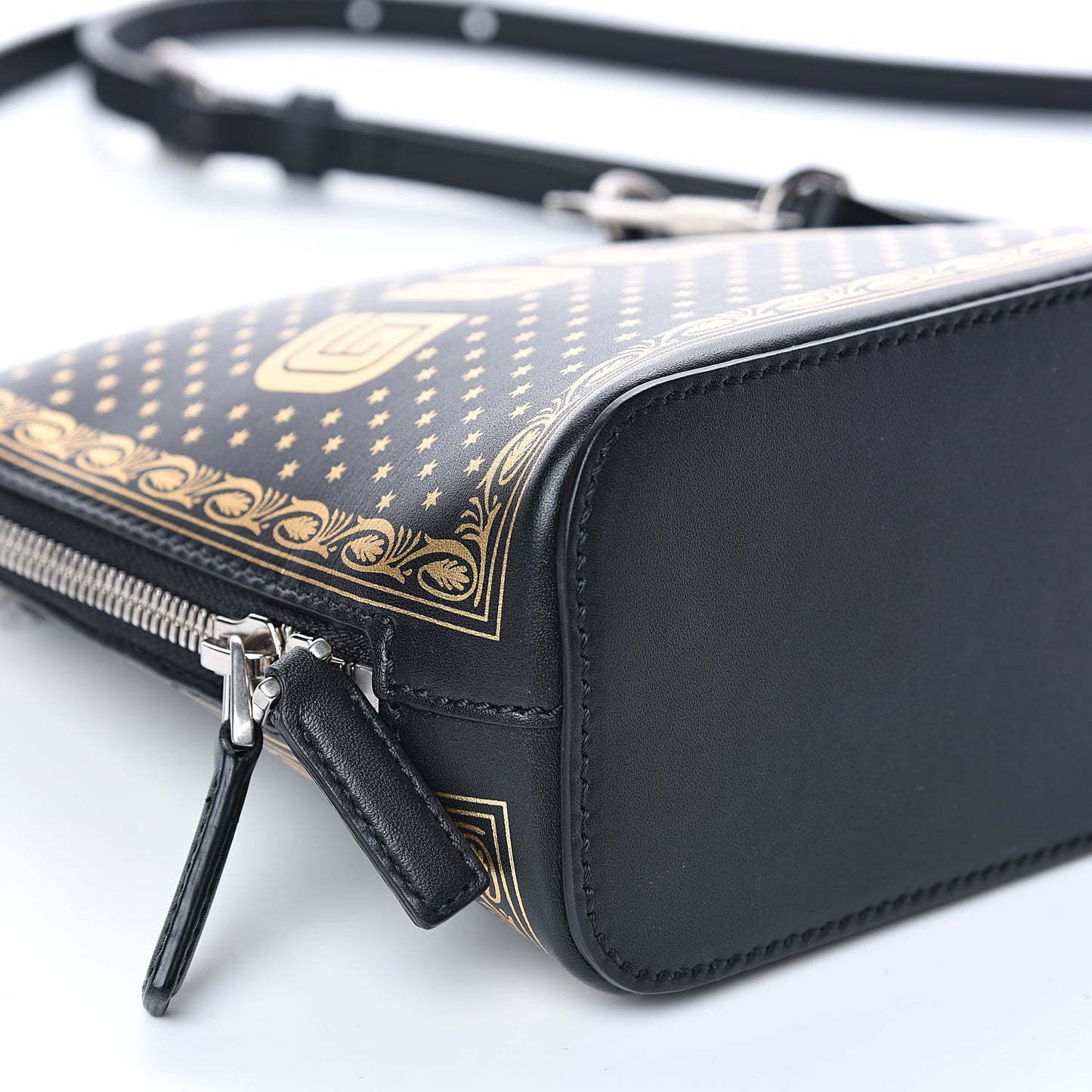 X SEGA Calfskin GUCCY Stars Mini Dome Shoulder Bag Black Gold