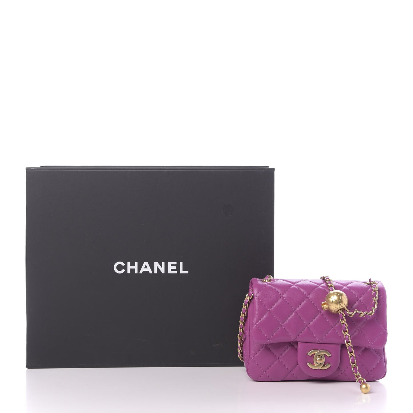 Lambskin Quilted Mini Pearl Crush Flap Violet