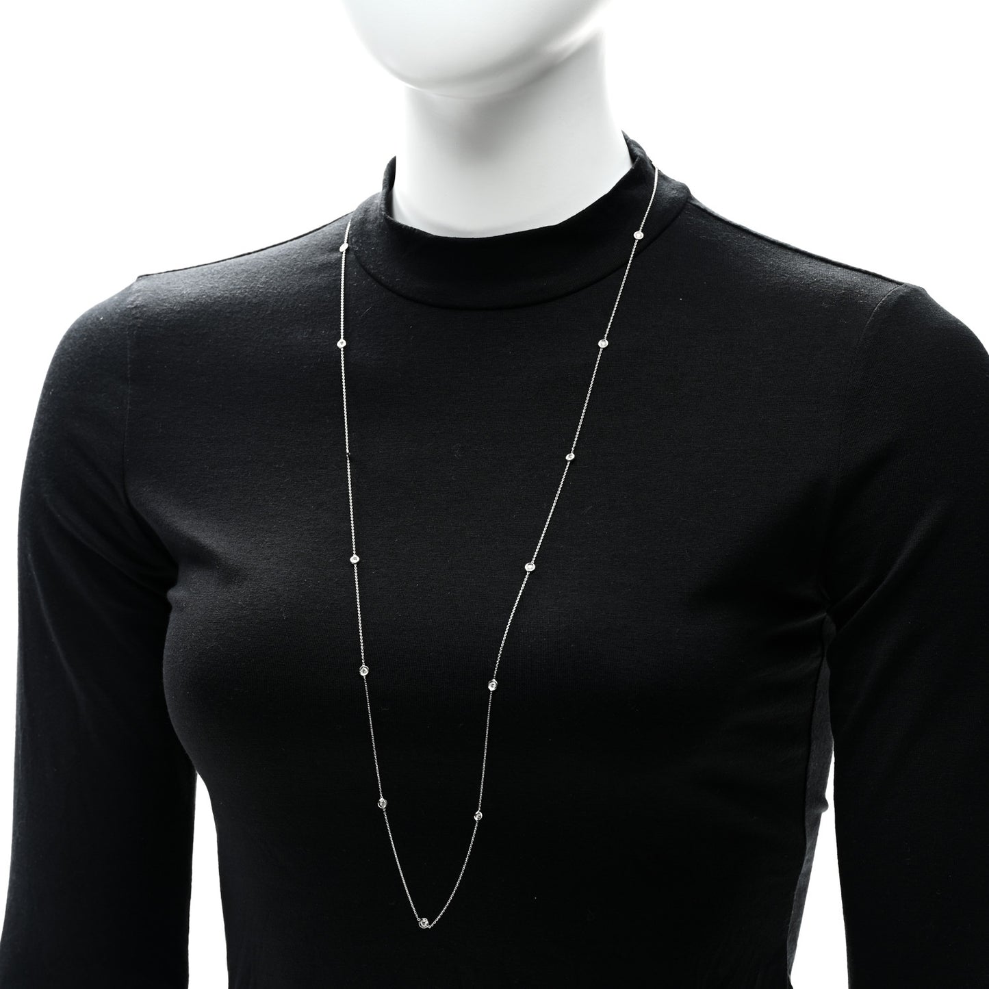 18K White Gold Diamond .70ctw Diamonds By The Inch Fifteen Station Necklace